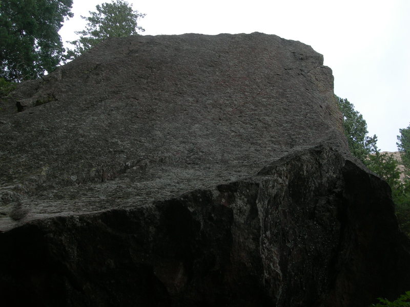 This is on the Argonaut, at the bottom of the drainage in Skunk Canyon.  The routes are South Face, 10, and South Arete, 10.