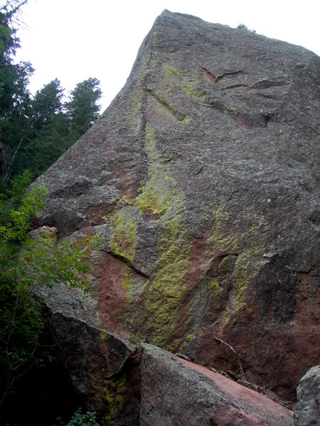 This is on the Argonaut, at the bottom of the drainage in Skunk Canyon.  The route is the pretty East Side, 11+, 6 bolts.