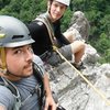 Skyline traverse airy belay ledge