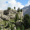 First view one obtains from the trail/4-WD road looking back towards Sella pass road.