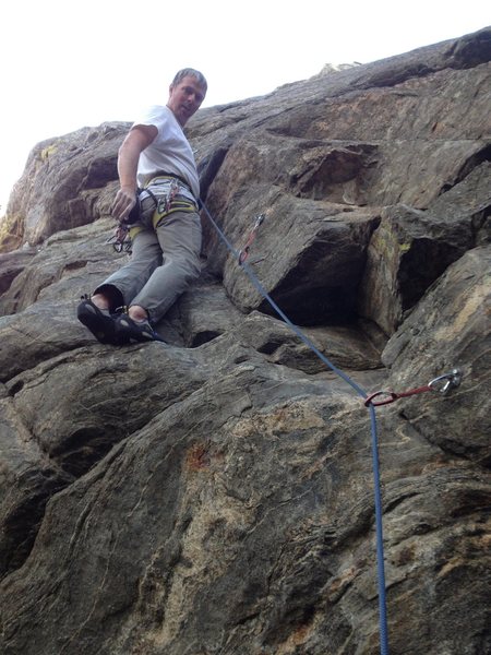 Just above the first crux on a rest.