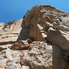 The overhanging face right of the arete is good and will also be a good line.  