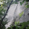 Looking up at the crack of Happy Camper