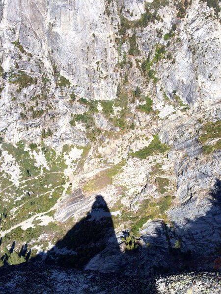 The impressive shadow of the Watchtower, as seen from it's summit.