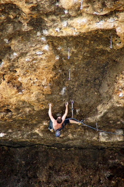 Sean attacking the crux