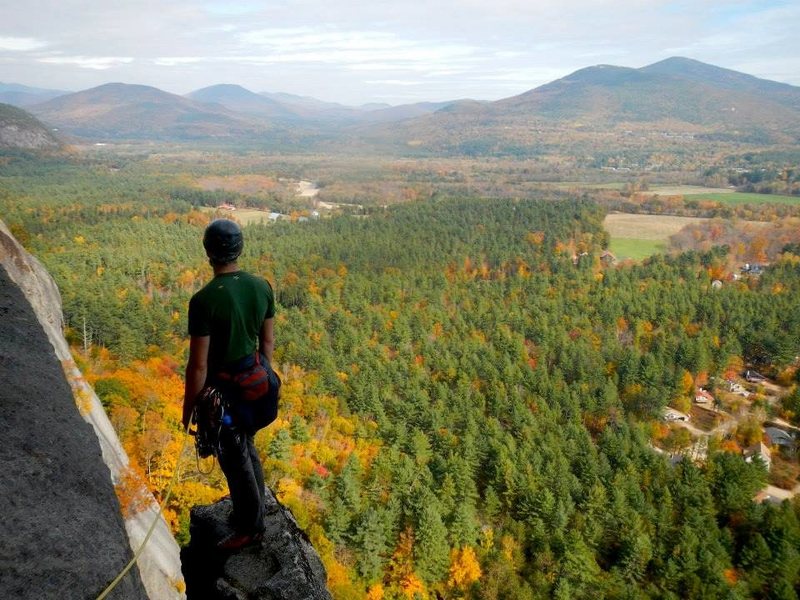 Cody takes in the wonderful view at the top of pitch 2.