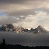 Tetons shrouded in clouds