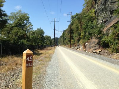 at the mile marker, looking North along the trail