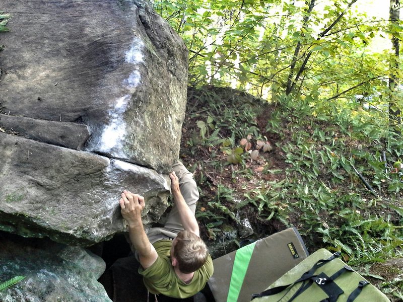 Andrew heading into the crux.