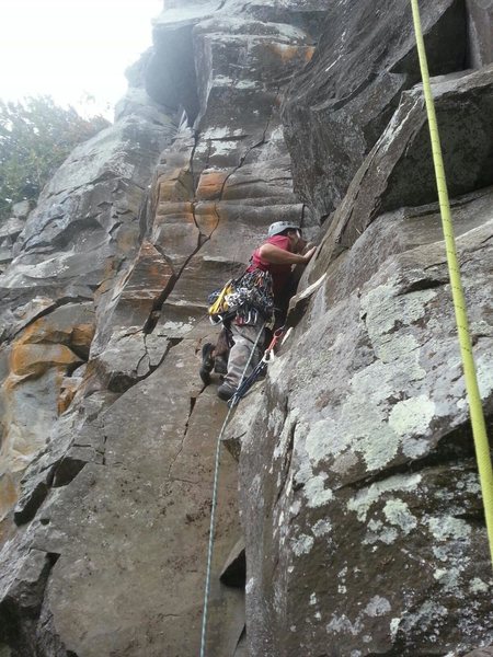 Climbing Supernova. Crack to the left is the first half of Zenith 5.11b