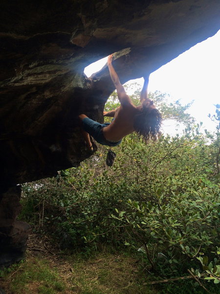 Steep climbing on Rebirthed (V4) 