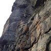 Austin climbing Air Head with me belaying on the ledge.