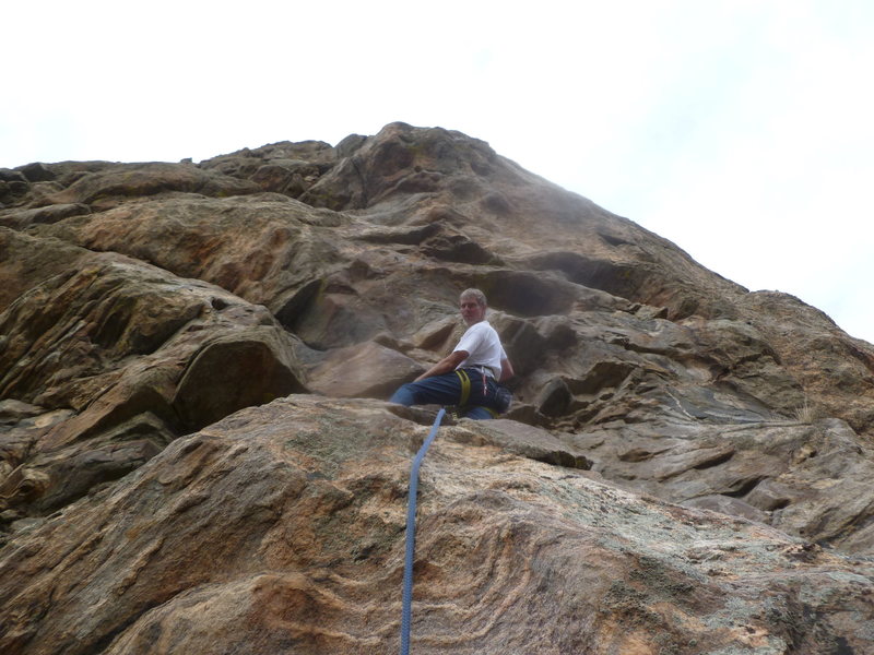 Mark on the first ascent near the first bolt.