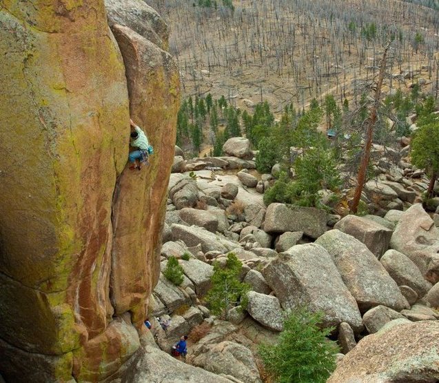 Climber: Jason Antin.<br>
Belayer: Trask Bradbury.<br>
Photo: Tim Banfield.<br>
<br>
My first day @ Turkey Rocks, and it was a memorable one!