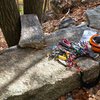 If you see this distinctive rock next to the trail, you know you're at the bottom of Red Pillar (taken 10/17/2014. Hopefully no one will move that smaller rock..)