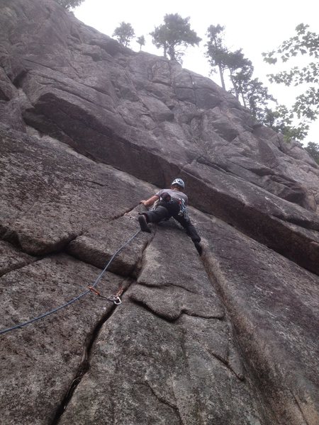 Mike Parker on the first ascent of Combat Math.