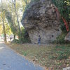 The first crag near Lincoln and Ridge. Danger Dam Boulder. There are about 4 or 5 clean routes. 