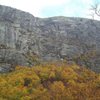 Looking from hiking trail .... the route starts right of the central depression going up 50 feet then right into the tree island slanting upwards