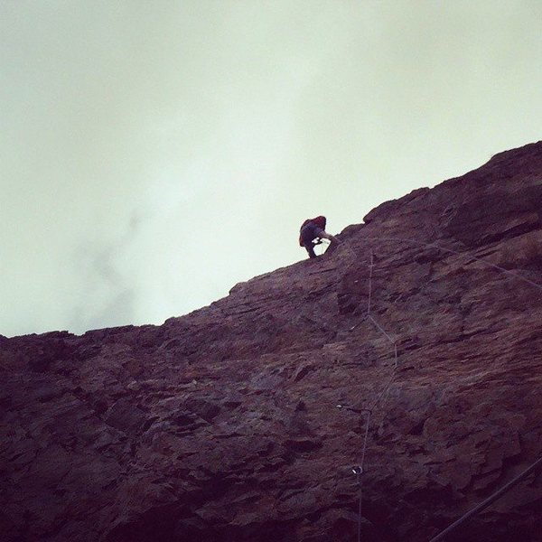 Rapping off of cTr on a crazy windy day. The rope was blowing all over!