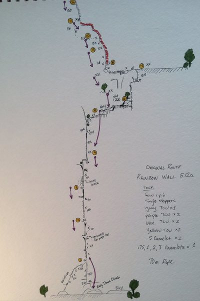 Topo for Rainbow Wall, Original Route