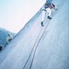 David Austin leading the 1st pitch (5.11a) of what became the "Hall of Mirrors" in 1978.