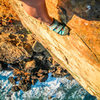 The West face at Point Dume, route on the right side. 10a