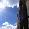 You too could pose down for the classic arete photo - just hide the TR better! Andrew still bolting it while wearing no sunscreen and experiencing big, black fly love.