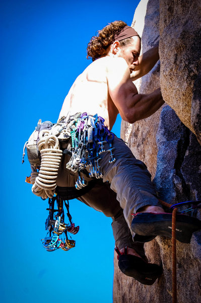 Jon Hartmann leading Eff Eight with enough rope on my harness to set up a top-rope. The anchors are pretty far back