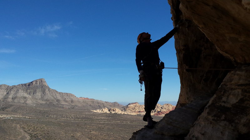 Red Rocks trip- November 2014. With Mike C, Doug D, john and Di D. This is Doug on Tunnel Vision.