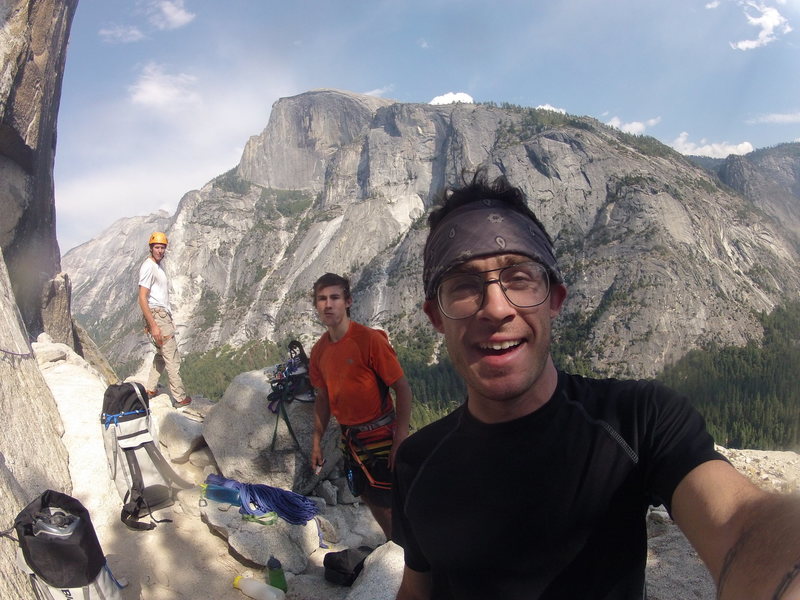 Stoked to be back on Dinner Ledge after my first big wall.  Only made it 2.5 pitches past this point on South Face Washington Column, incredible experience nonetheless.