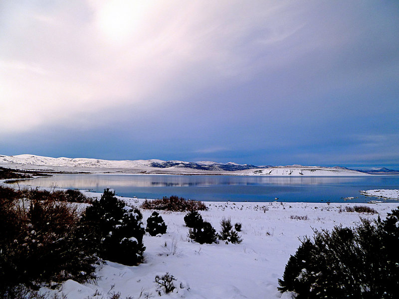 Black Point turned white during a Mono Lake winter