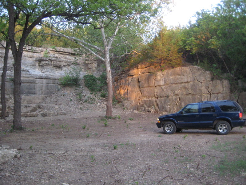 Right half of the rock wall.