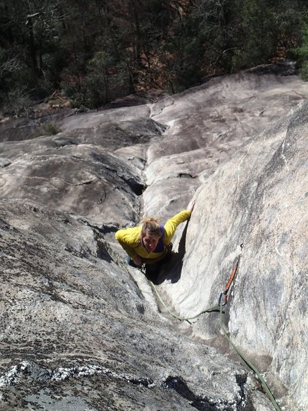 Finishing up the groove at the end of pitch 4. 