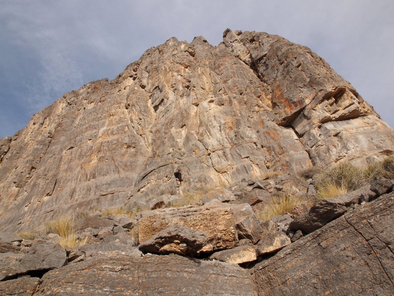 Looking up at the formation/route.