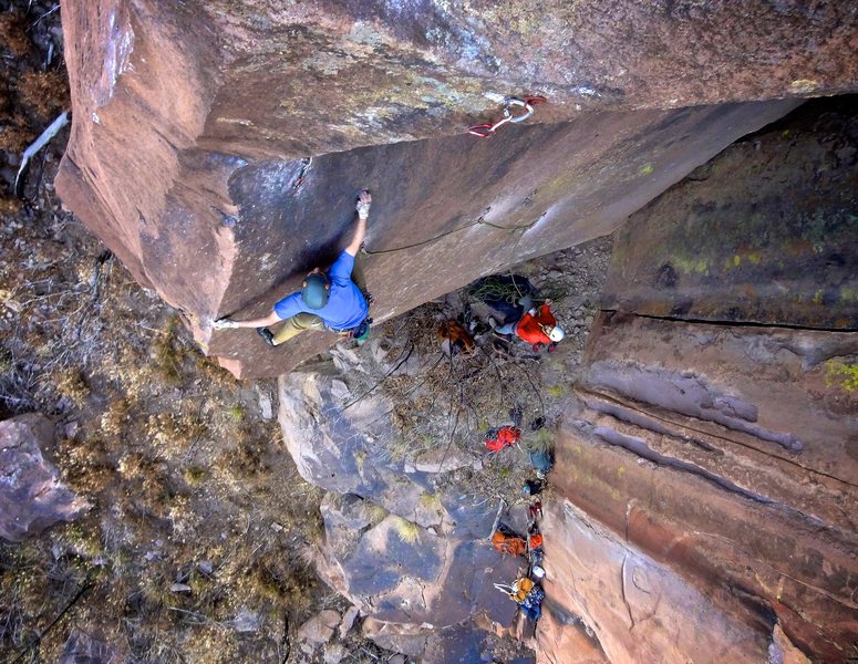 Transitioning from the slab to the arête. November 2014. Climbing on [[109771342]]