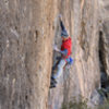 Ed warms up on some cool thin face climbing on<br>
"Number 3" (5.12a)