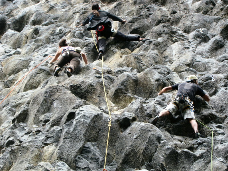 Traffic jam on a busy weekend at Cuyuja Crag, one of Ecuador's most popular and only a few hours from Quito.