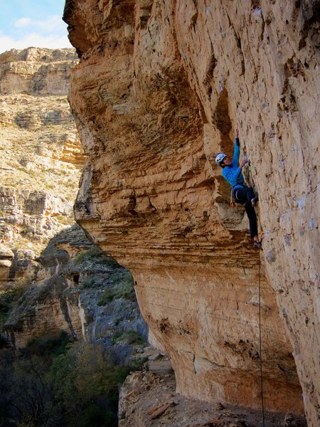 Steep and cool movement typifies the lower part of the route. December 2014. 