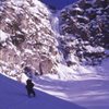 Chris approaching the Truman Gulch ice.  1998