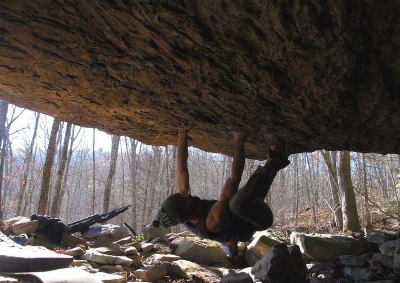 "This American Life" (v7/8 FA). 25ft of perfect sandstone roof climbing in Southwest Virginias Appalachian coal country. 