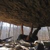 "This American Life" (v7/8 FA). 25ft of perfect sandstone roof climbing in Southwest Virginias Appalachian coal country. 