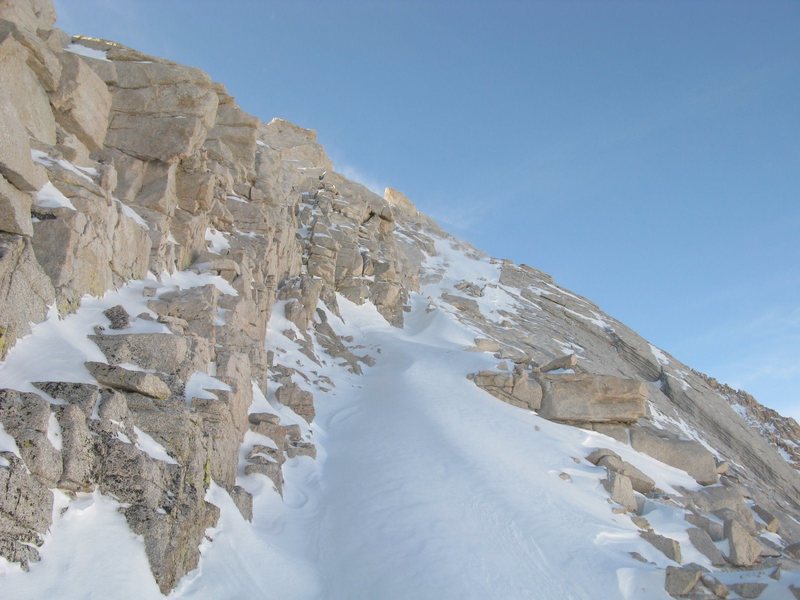 In places the route is a trail in summer. Here the trail was under so much powder snow that I couldn't wade through it