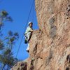 Setting up for the crux on The Barkley.