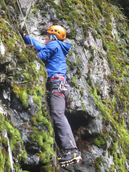 A climber in Katie's Corner.