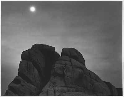 Ansel Adams "Rocks and Moon" (Chimney Rock - west face)