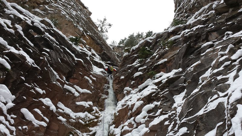 Mike C. On way down 1st pitch of Avocado Gully. Jan 3rd 2015.