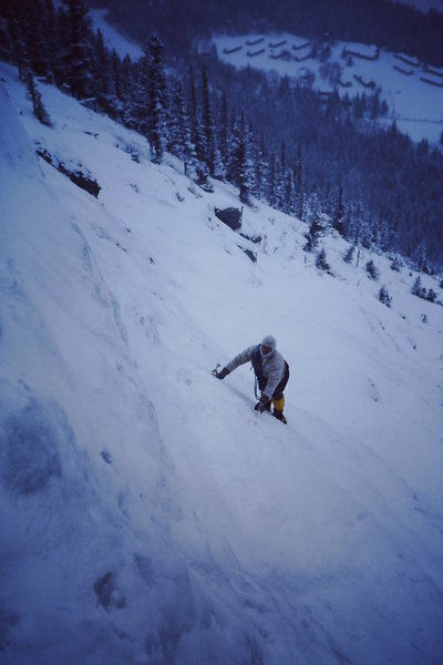 An old slide from early '80's.  Soloing up to the last pitch or two. Very cold.<br>
<br>
Cool clothing from a thrift store.