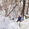 Drake and Tim seconding the Relien Ravine in winter conditions.