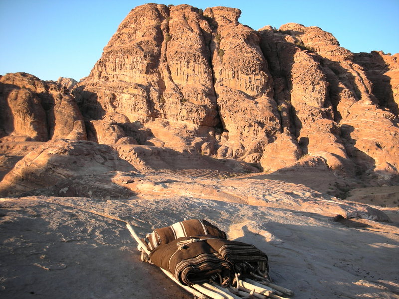 The view too the south side of Jebel Alzrb from a Bedouin Camp all packed up and ready to move on.