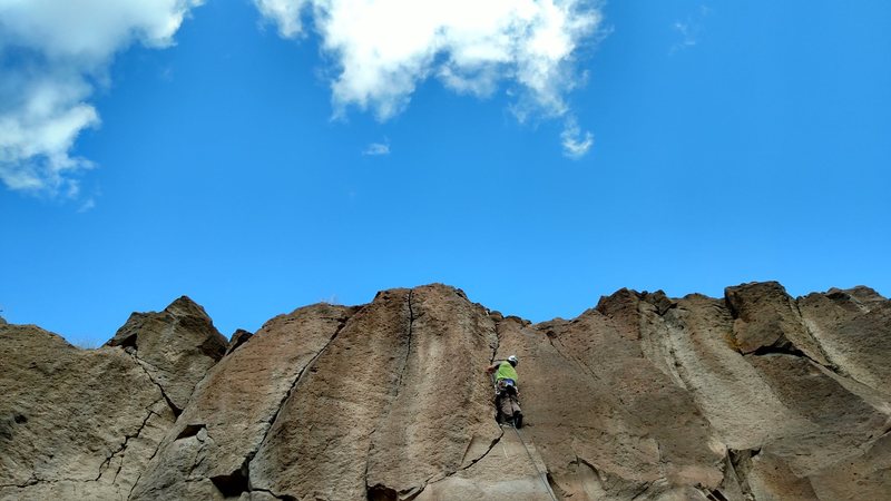 Kevin heading up the finishing crack